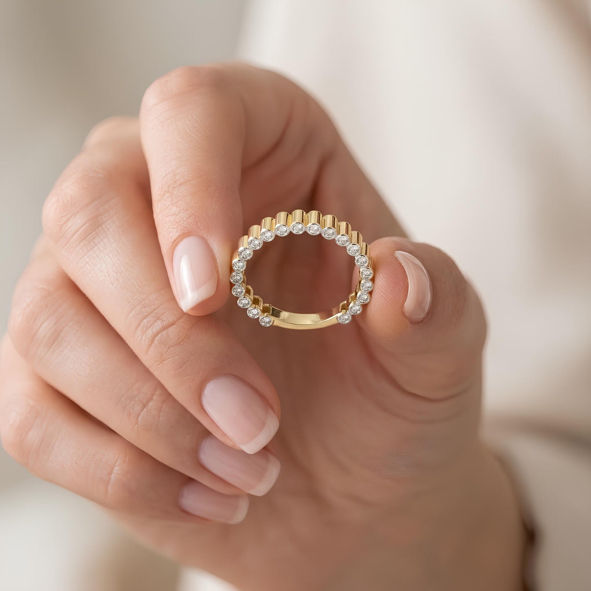 14K / 18K Solid Gold Zircon Eternity Ring