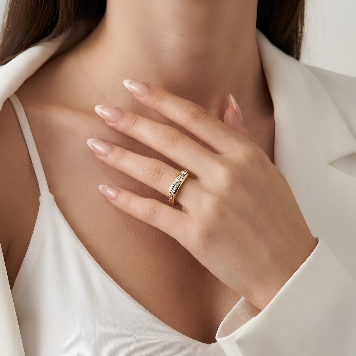 14K / 18K Solid Gold Pave Signet Ring