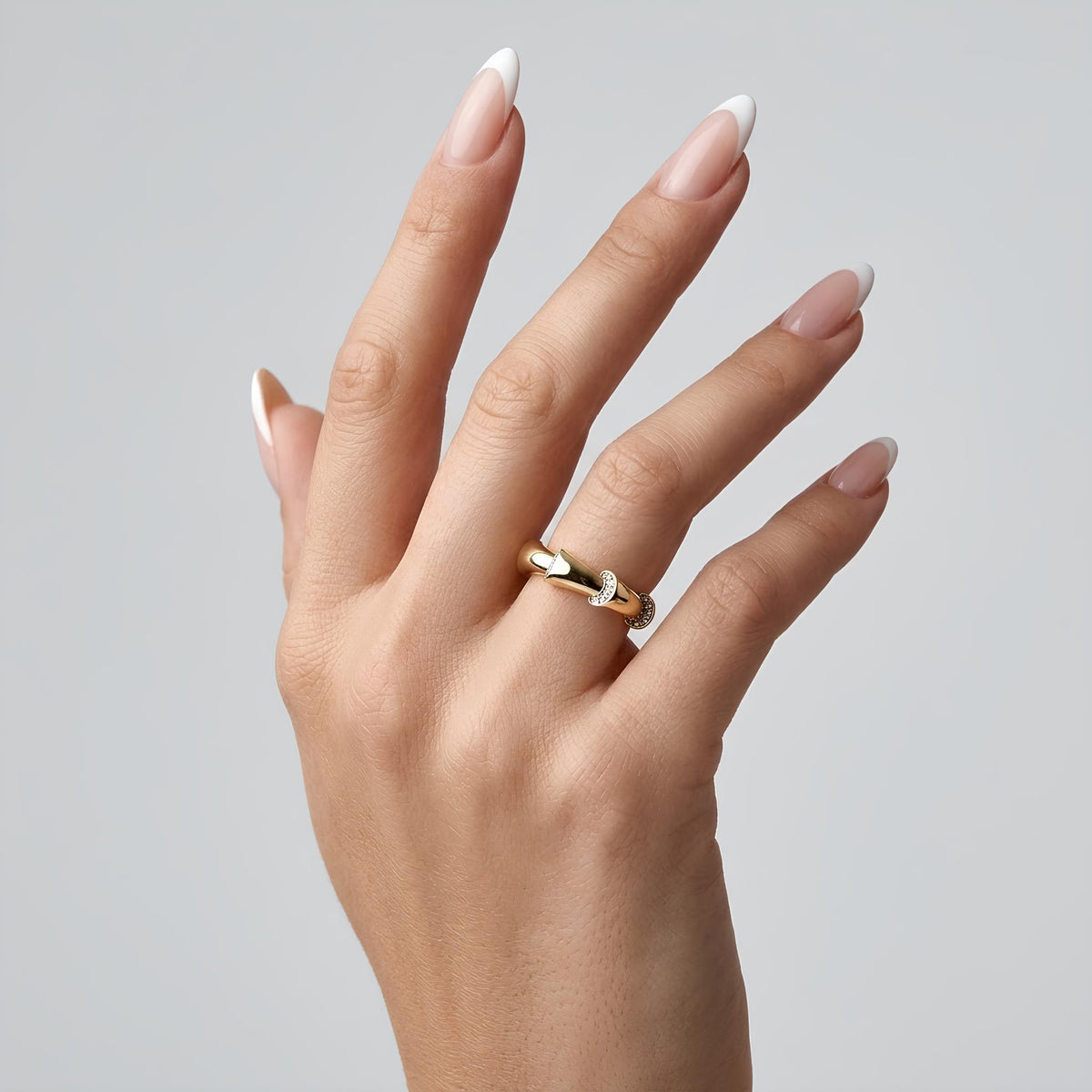 14K / 18K Solid Gold Pave Bamboo Ring