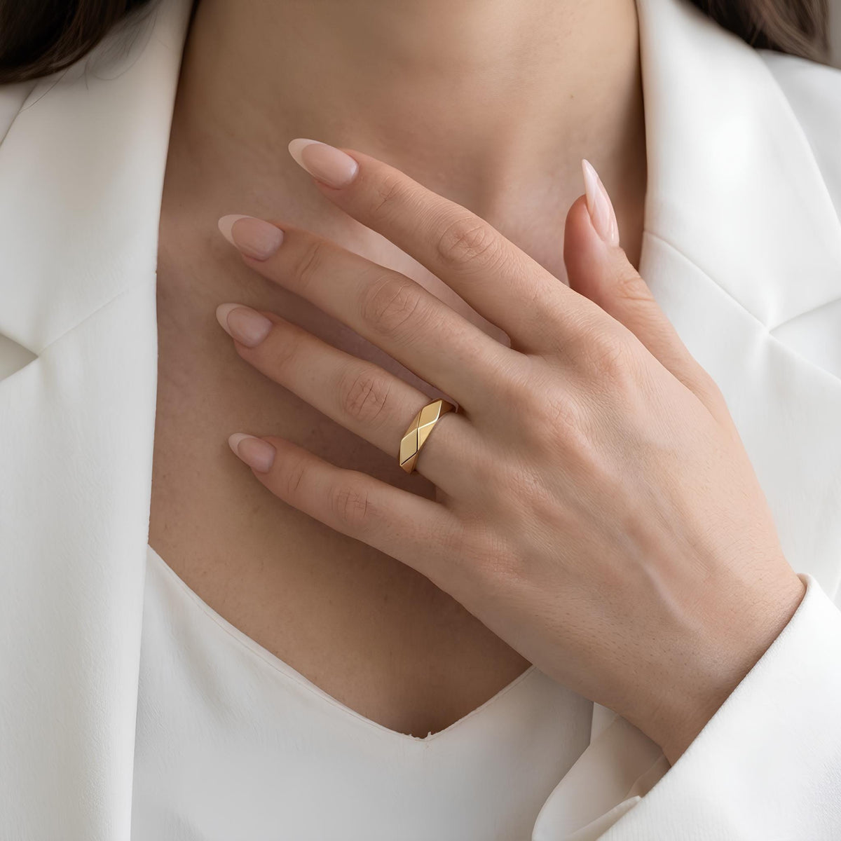 14K / 18K Solid Gold Faceted Ring