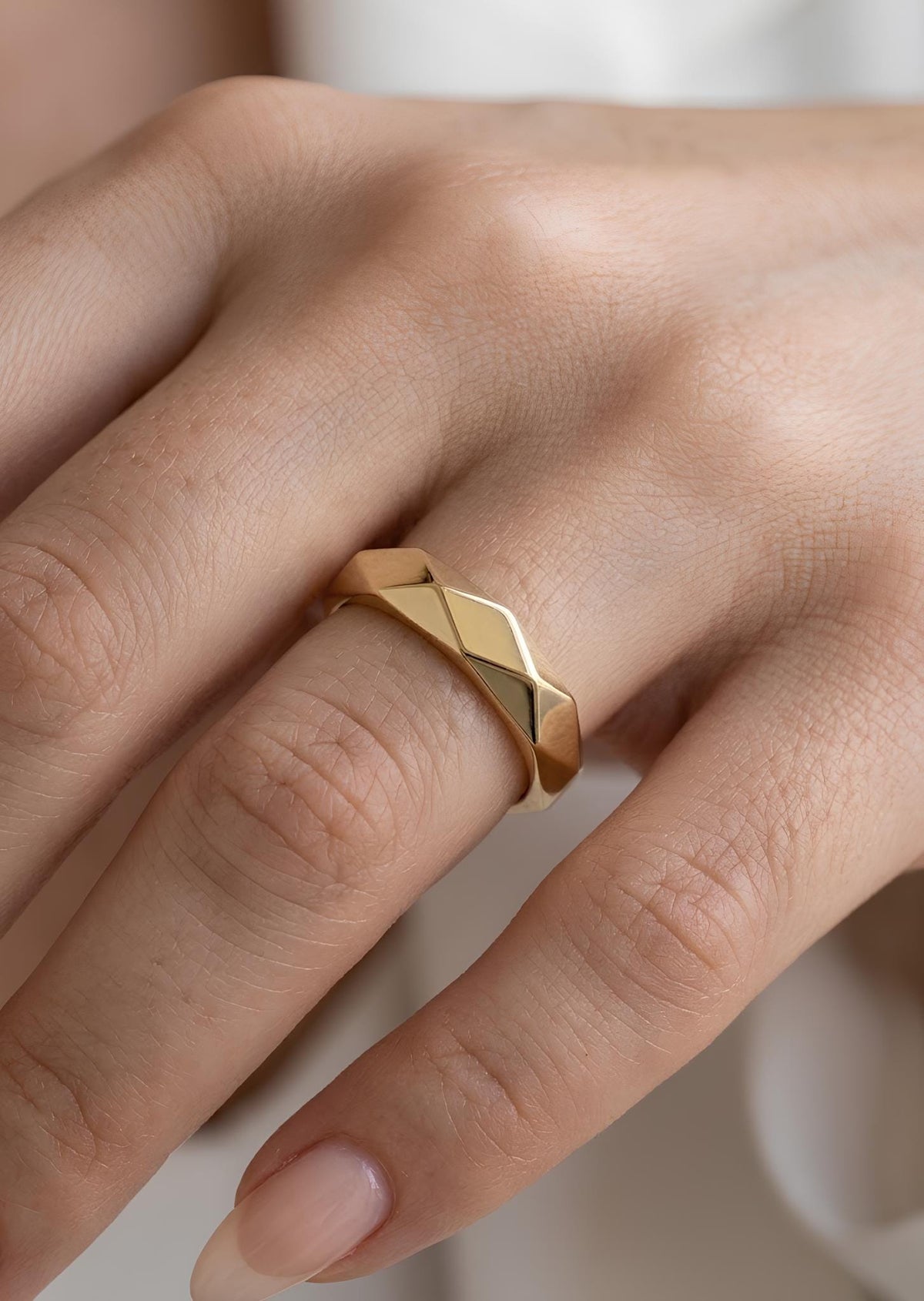 14K / 18K Solid Gold Faceted Ring