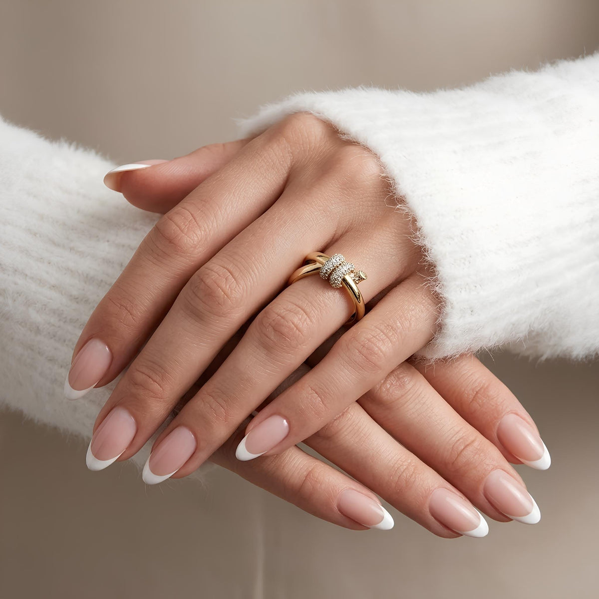 14K / 18K Solid Gold Pave Knot Ring