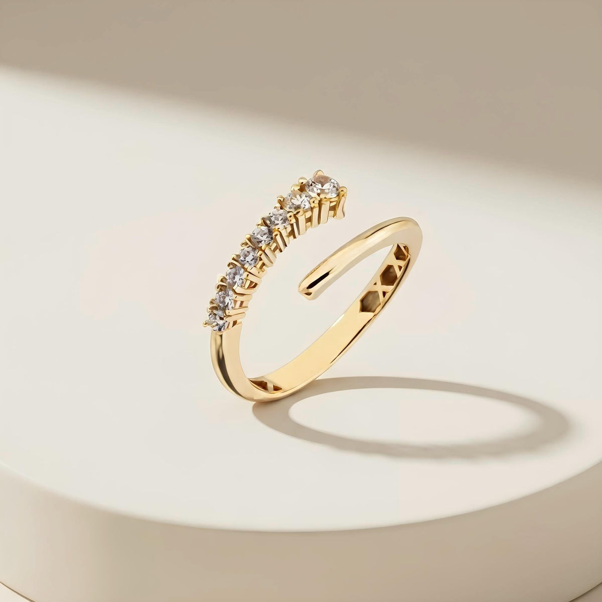 14K / 18K Solid Gold Zircon Open Ring