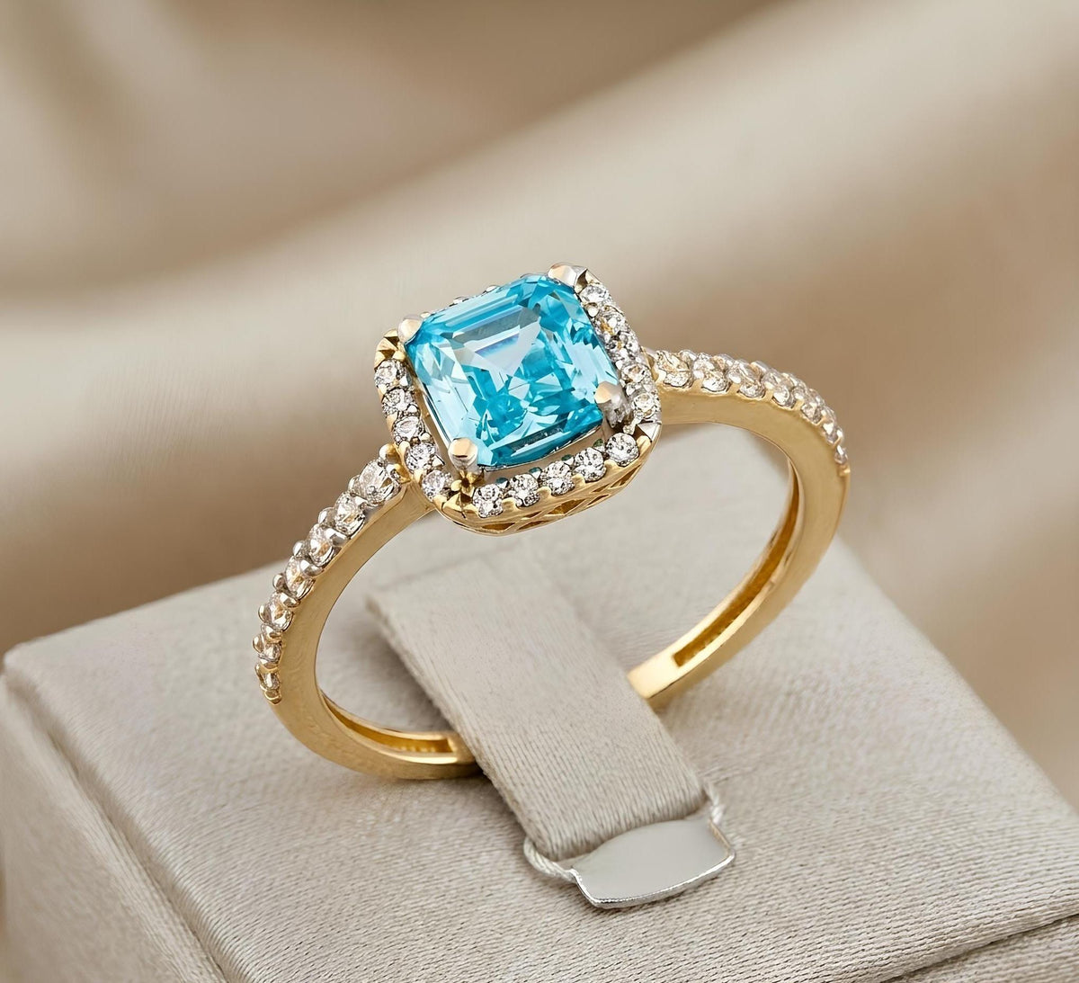 14K / 18K Solid Gold Blue Topaz Ring