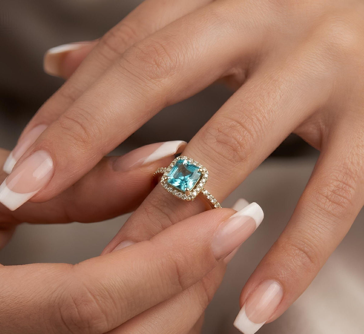 14K / 18K Solid Gold Blue Topaz Ring