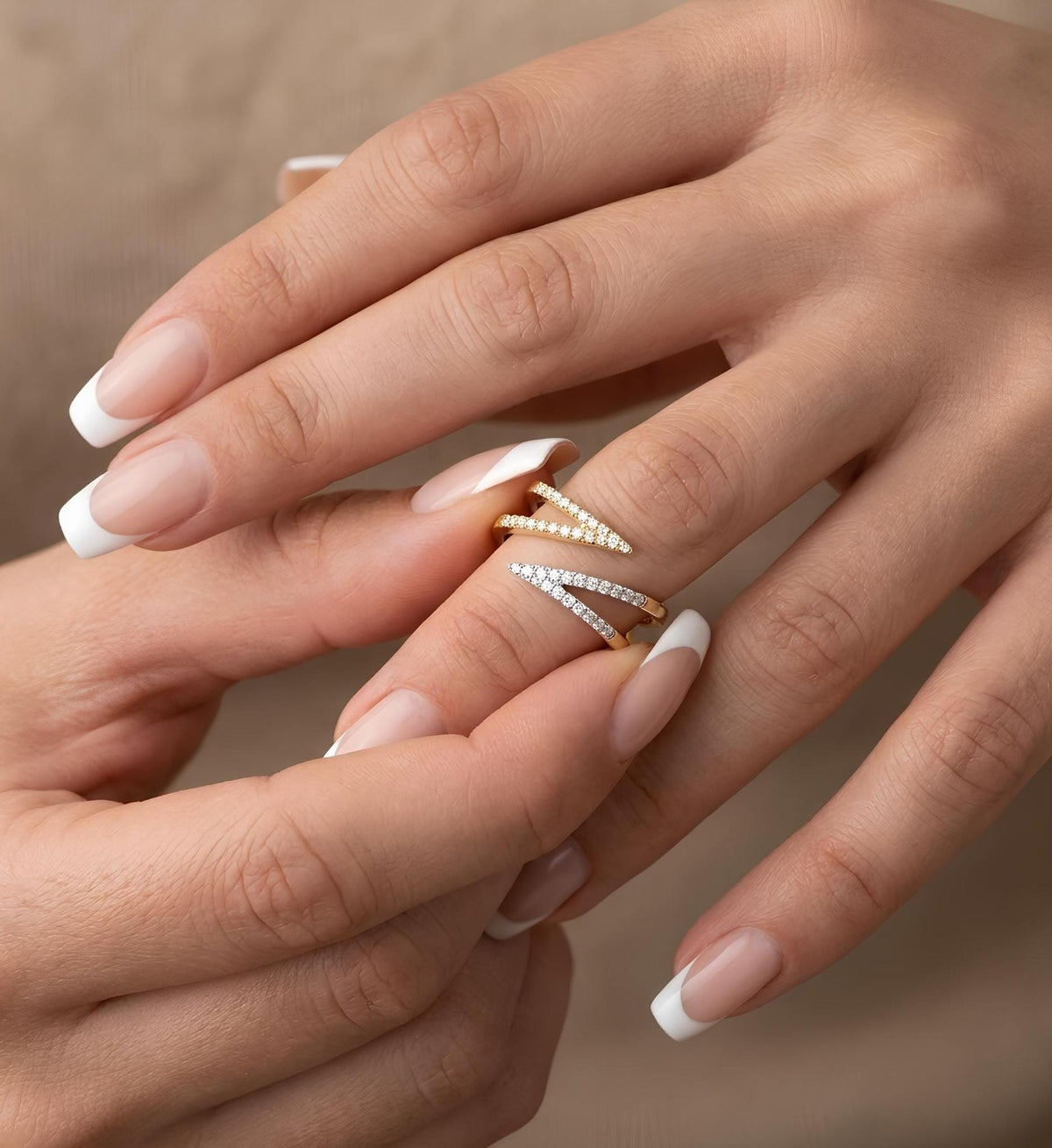 14K / 18K Solid Gold Chevron Ring