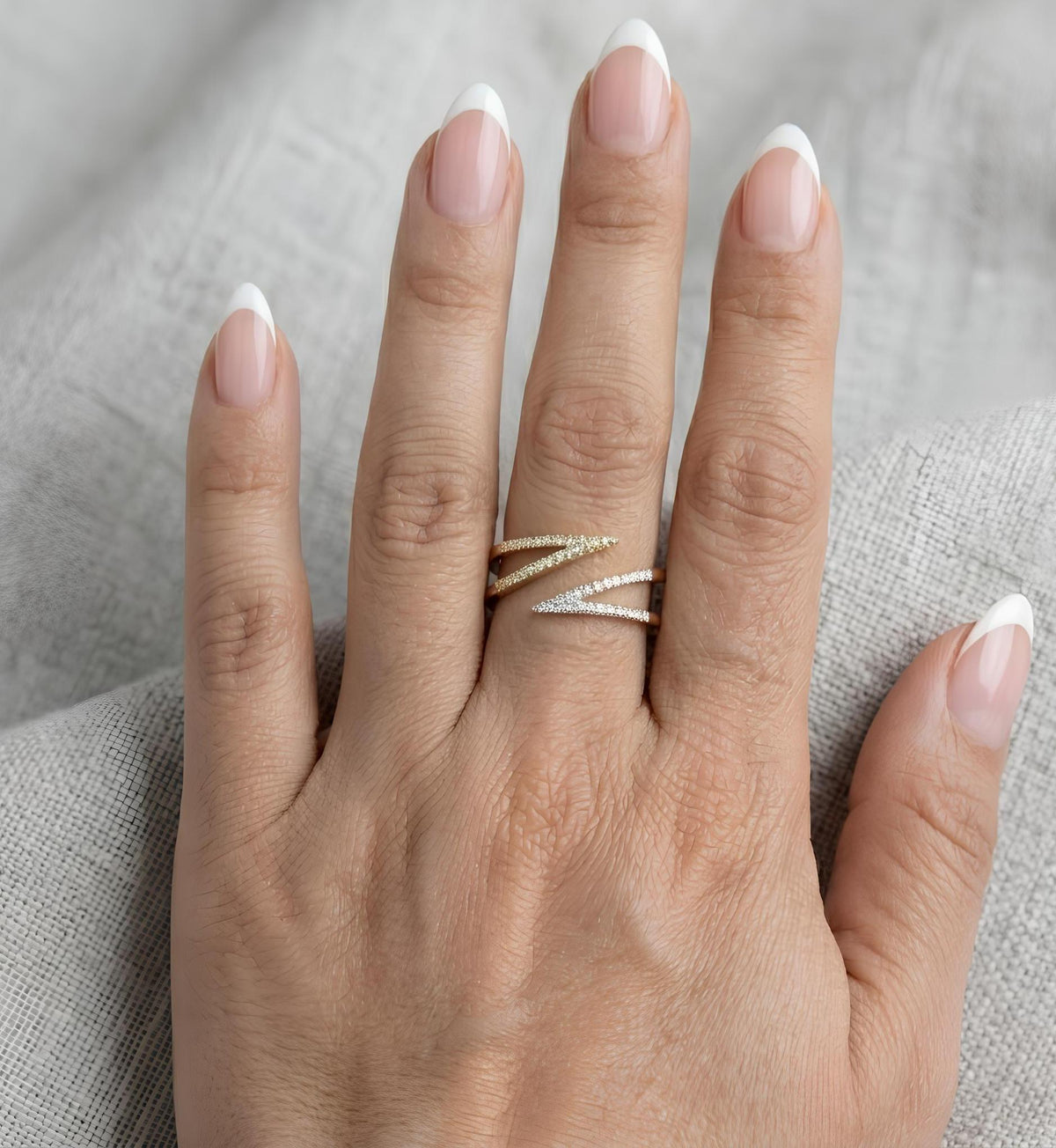 14K / 18K Solid Gold Chevron Ring