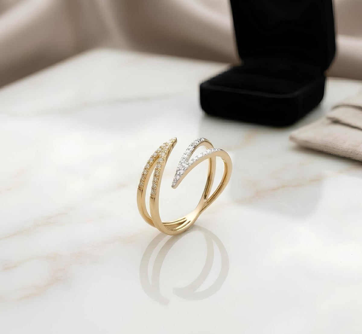14K / 18K Solid Gold Chevron Ring