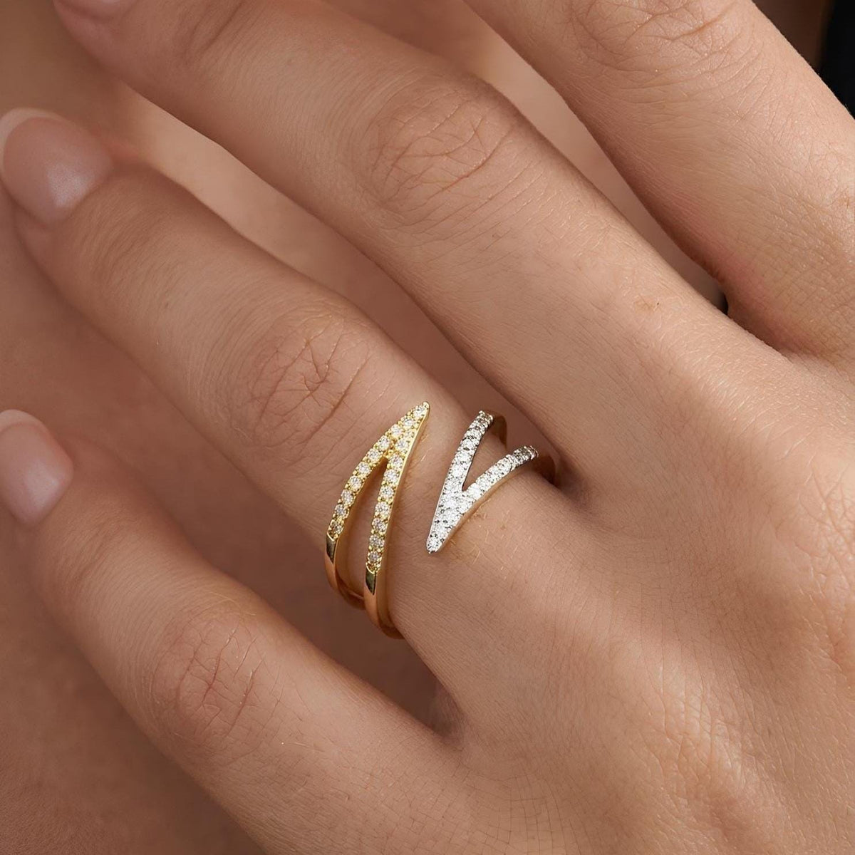 14K / 18K Solid Gold Chevron Ring