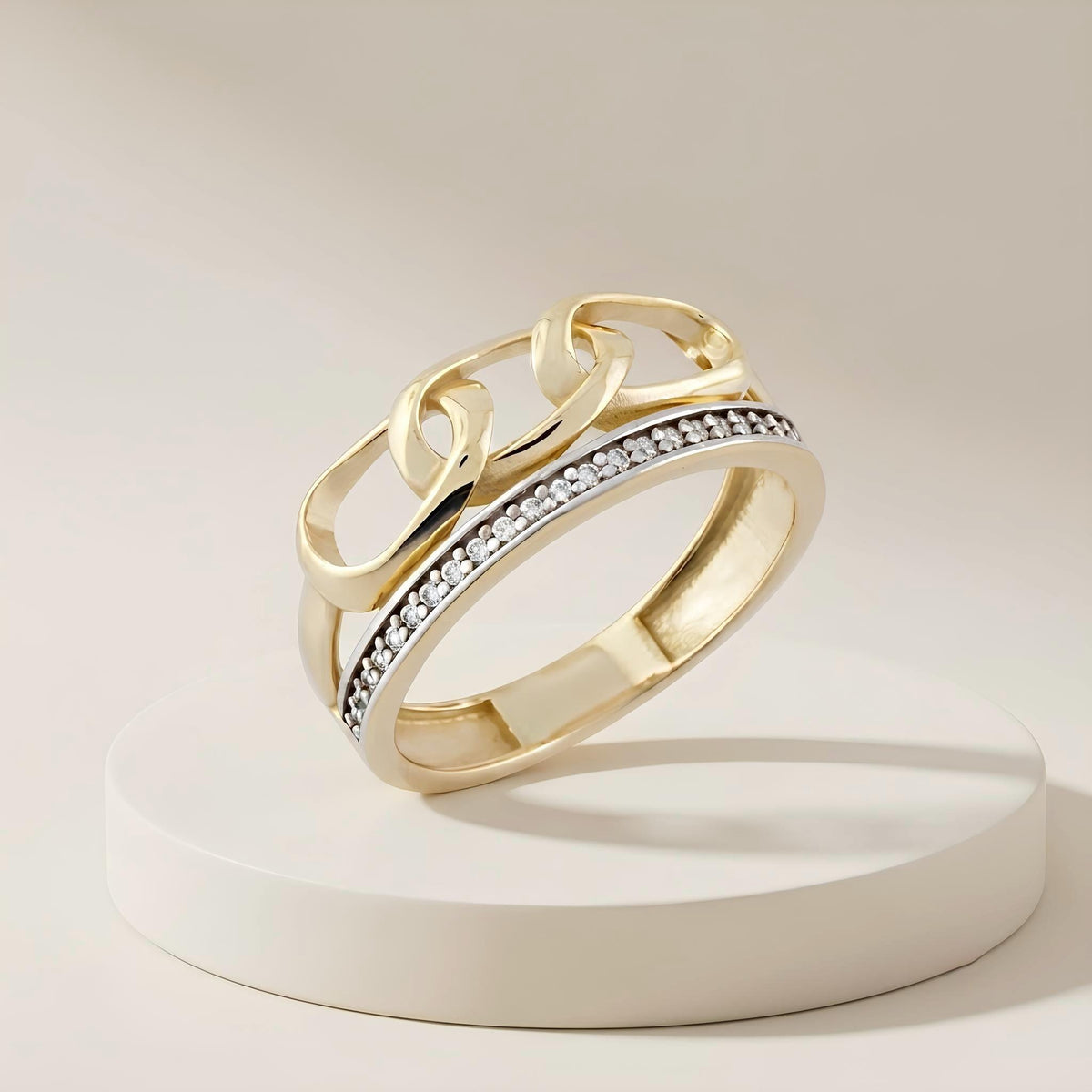 14K / 18K Solid Gold Chain Link Ring