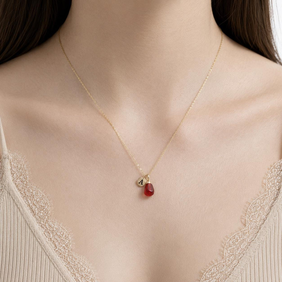 14K Solid Gold Pomegranate Necklace