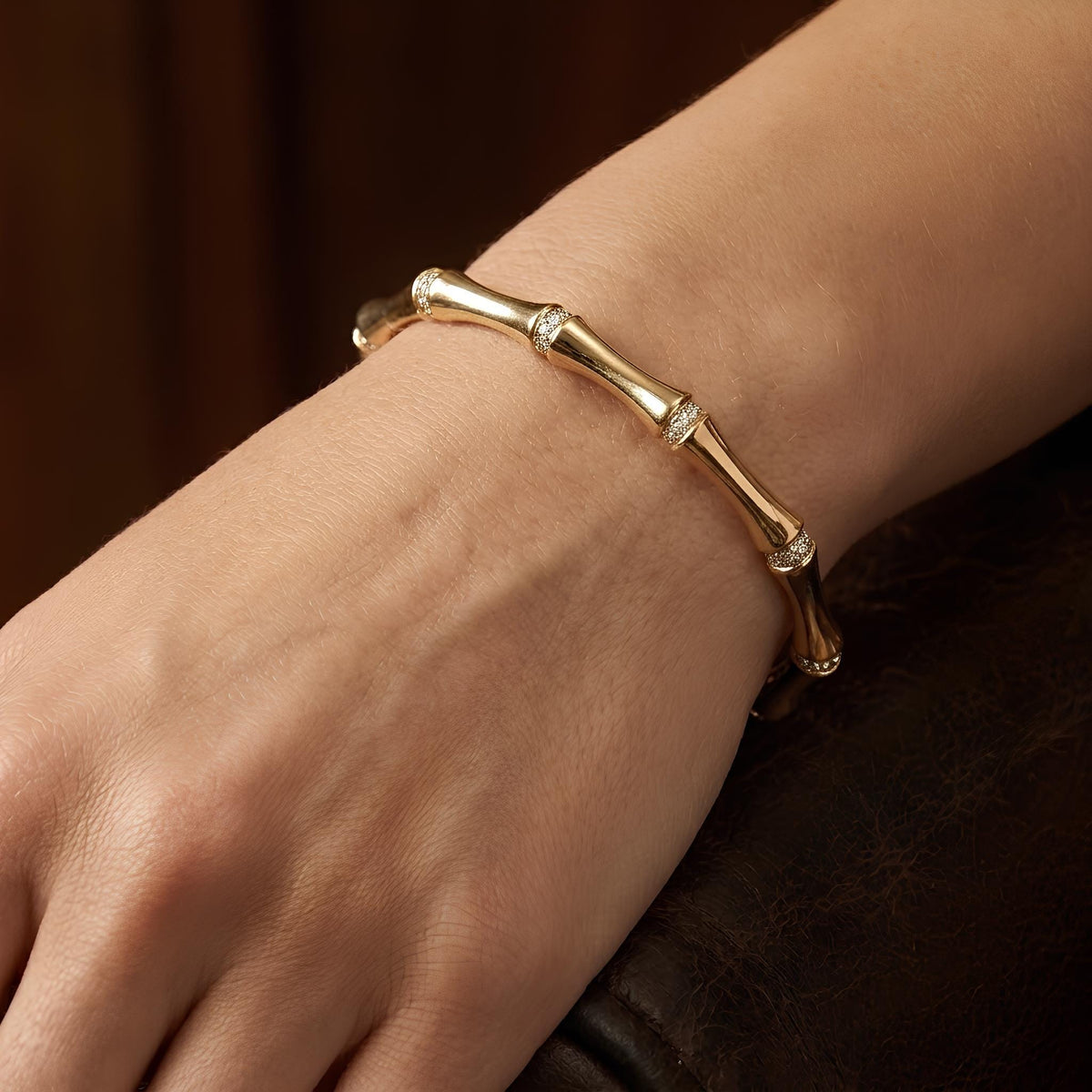 14K / 18K Solid Gold Bamboo Bangle
