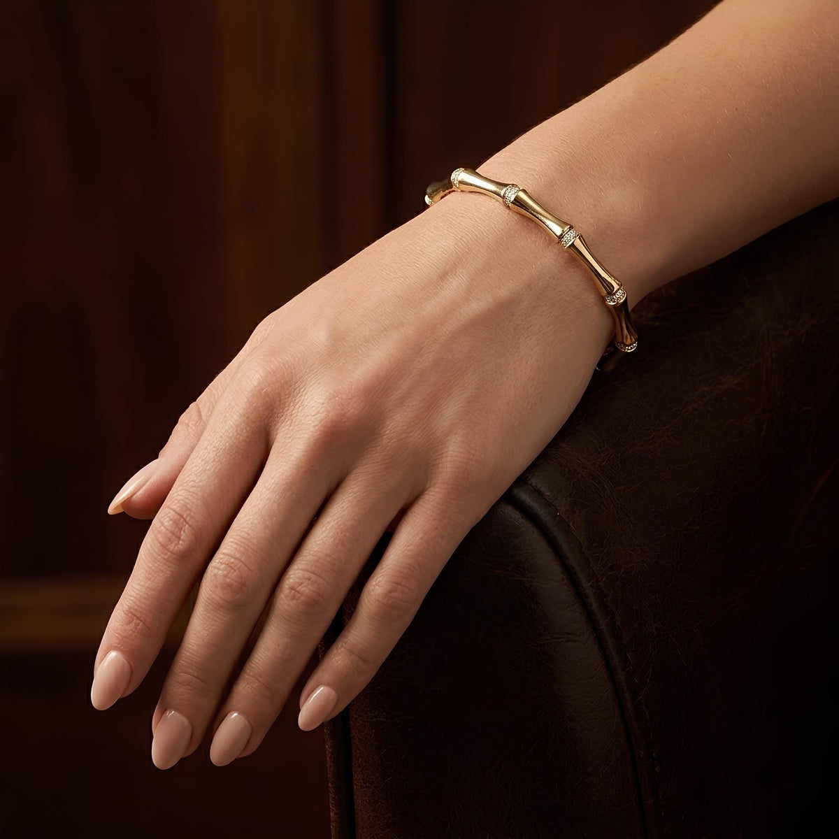 14K / 18K Solid Gold Bamboo Bangle