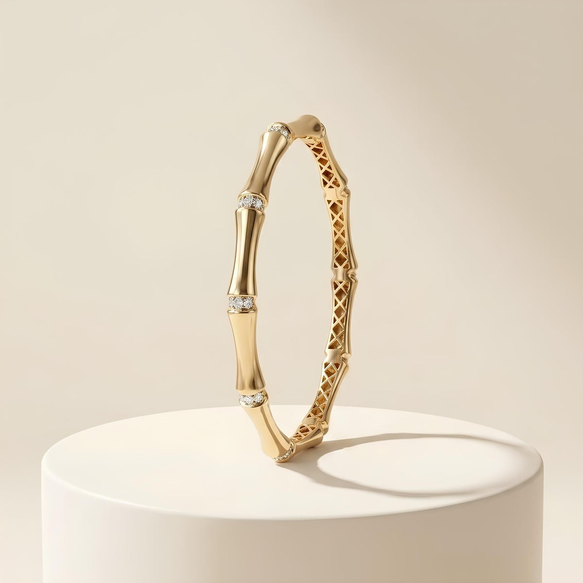 14K / 18K Solid Gold Bamboo Bangle
