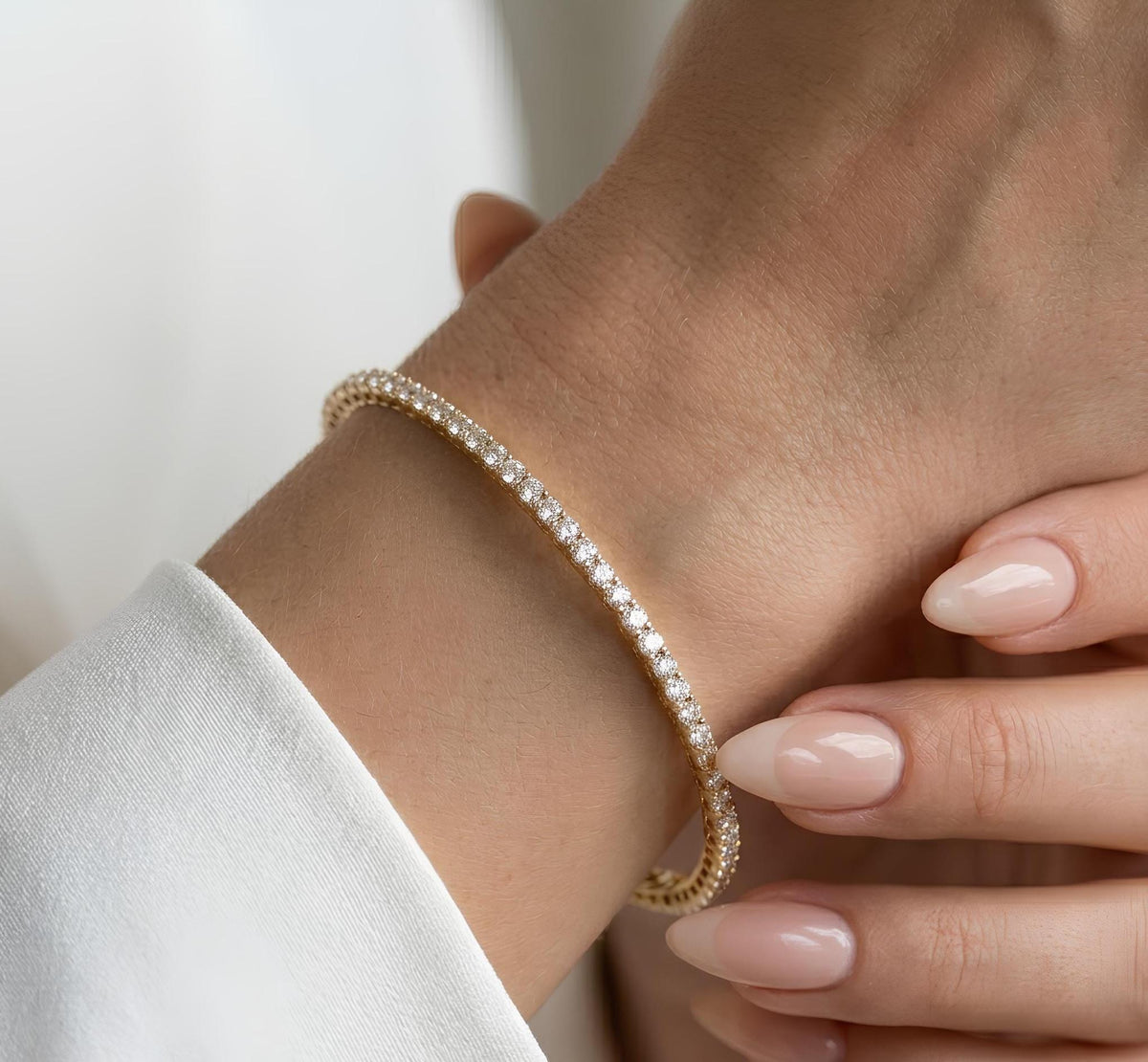 14K / 18K Solid Gold Pave Zircon Tennis Bangle