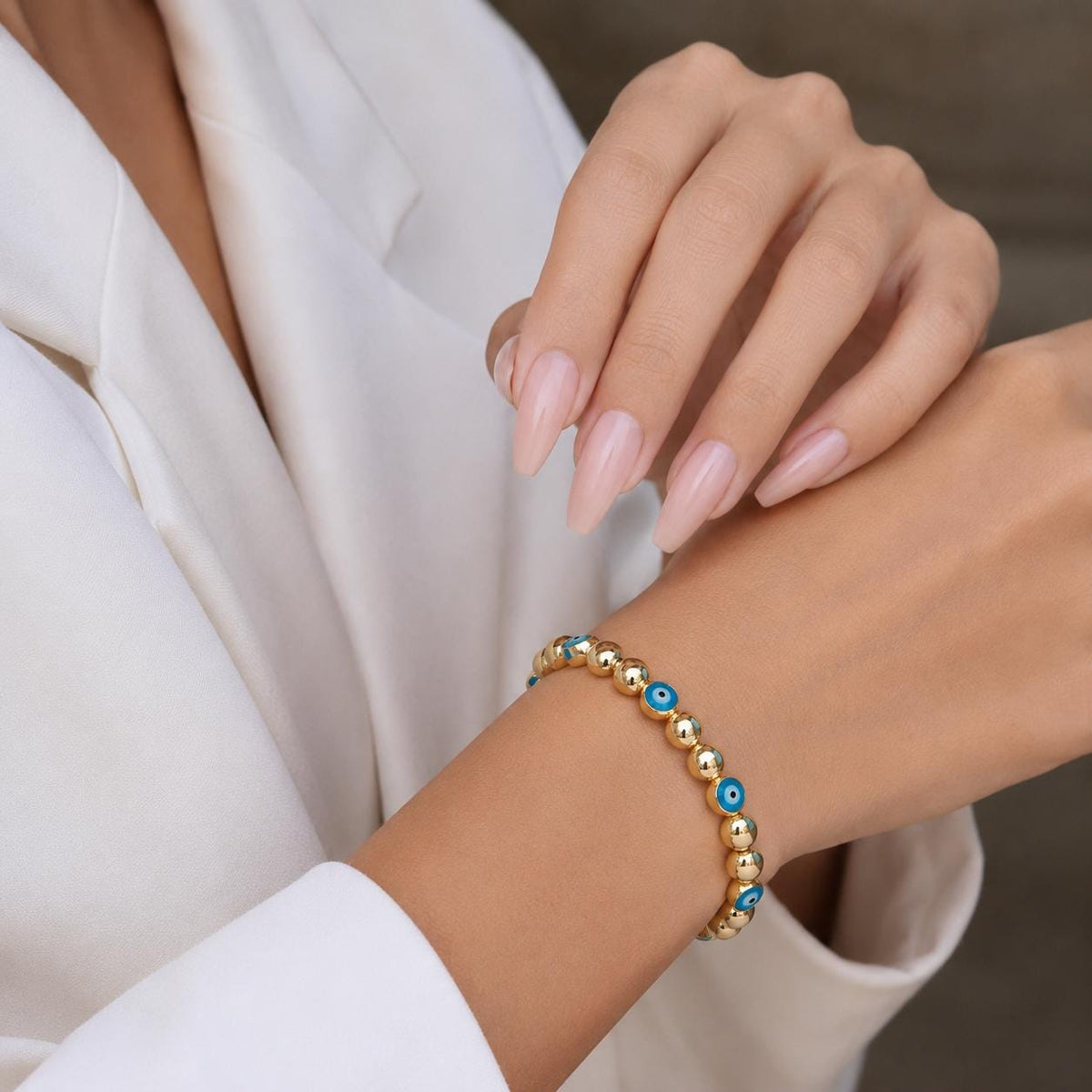 14K / 18K Solid Gold Evil Eye Bracelet