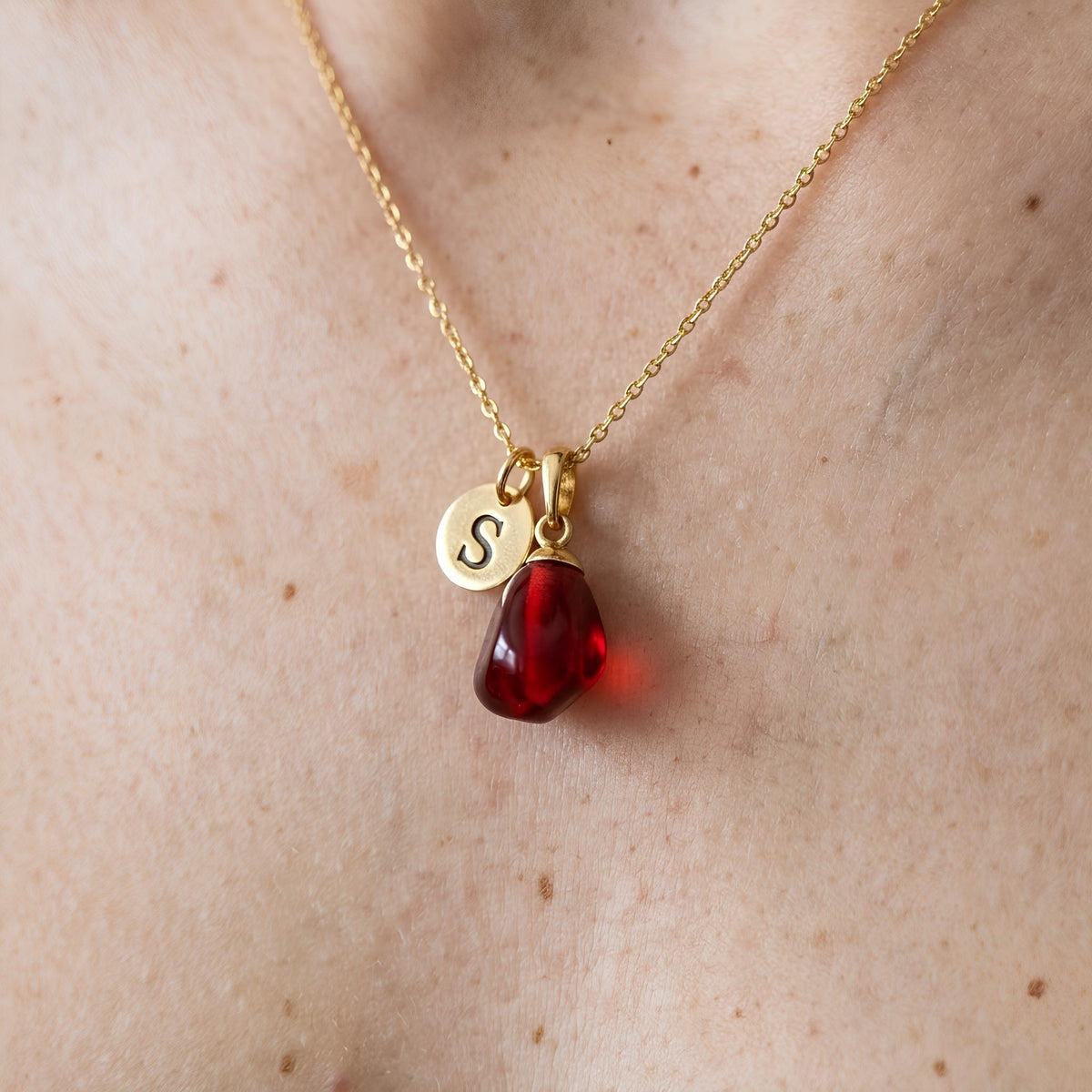 14K Solid Gold Pomegranate Necklace