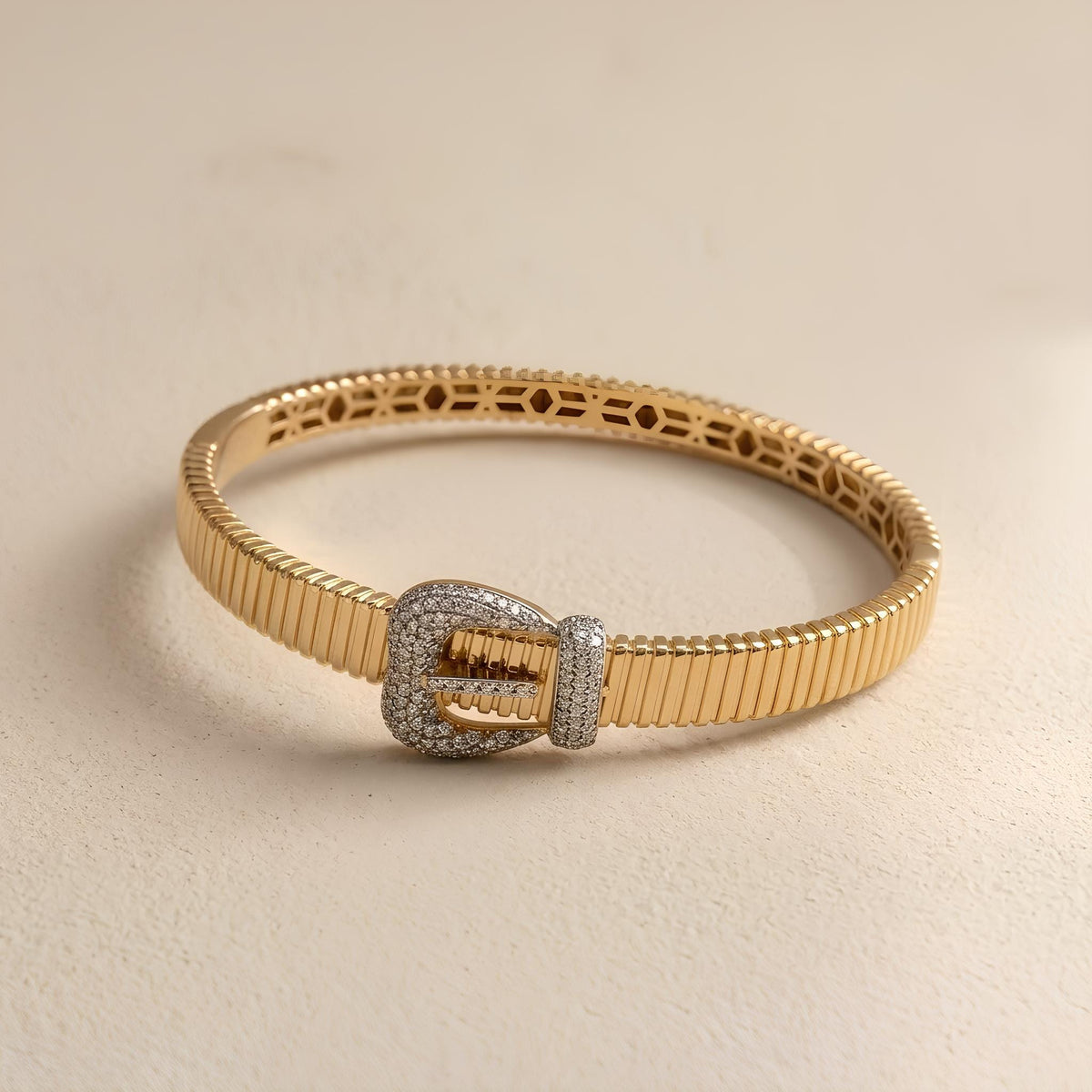 14K / 18K Solid Gold Buckle Bangle