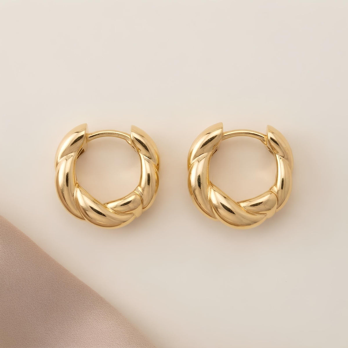 14K / 18K Solid Gold Croissant Hoop Earrings