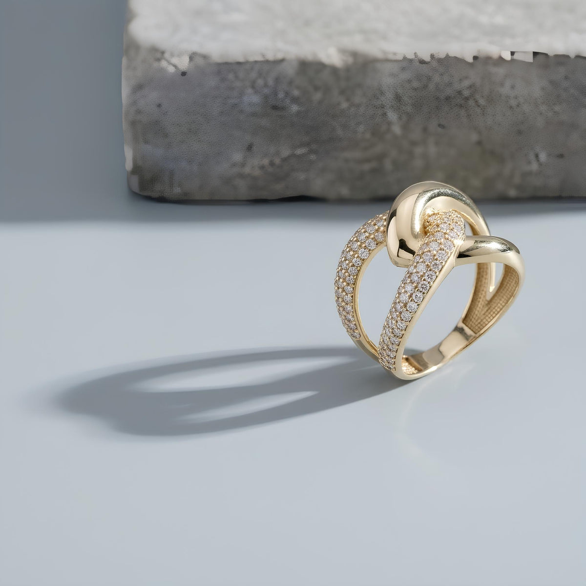 14K / 18K Solid Gold Pave Knot Ring