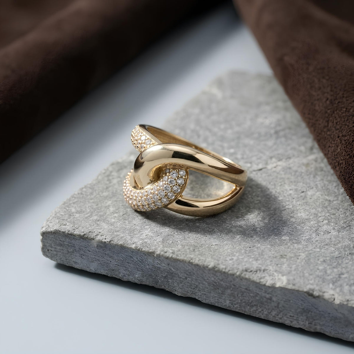 14K / 18K Solid Gold Pave Knot Ring
