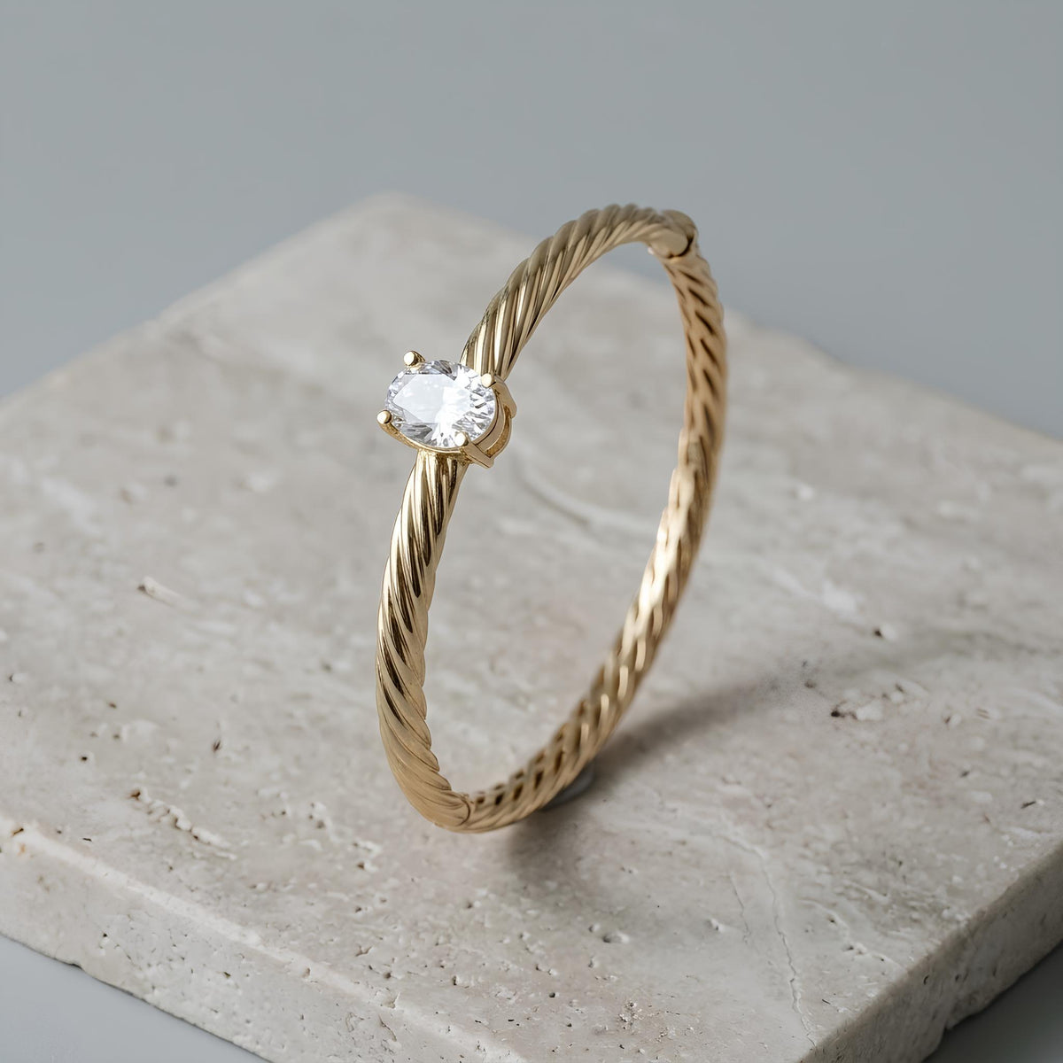 14K / 18K Solid Gold Twisted Cable Bangle
