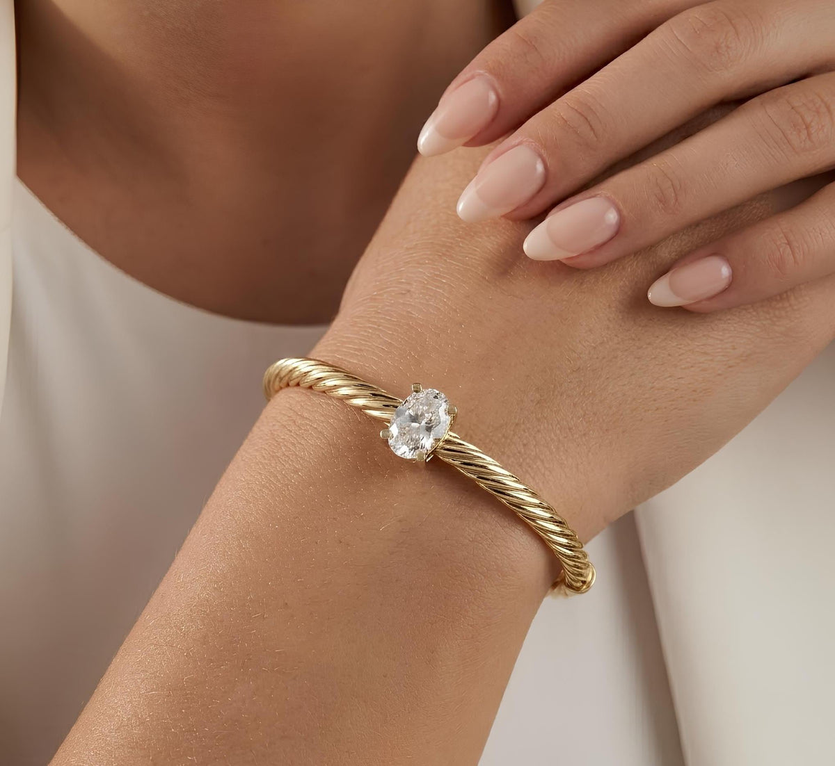 14K / 18K Solid Gold Twisted Cable Bangle