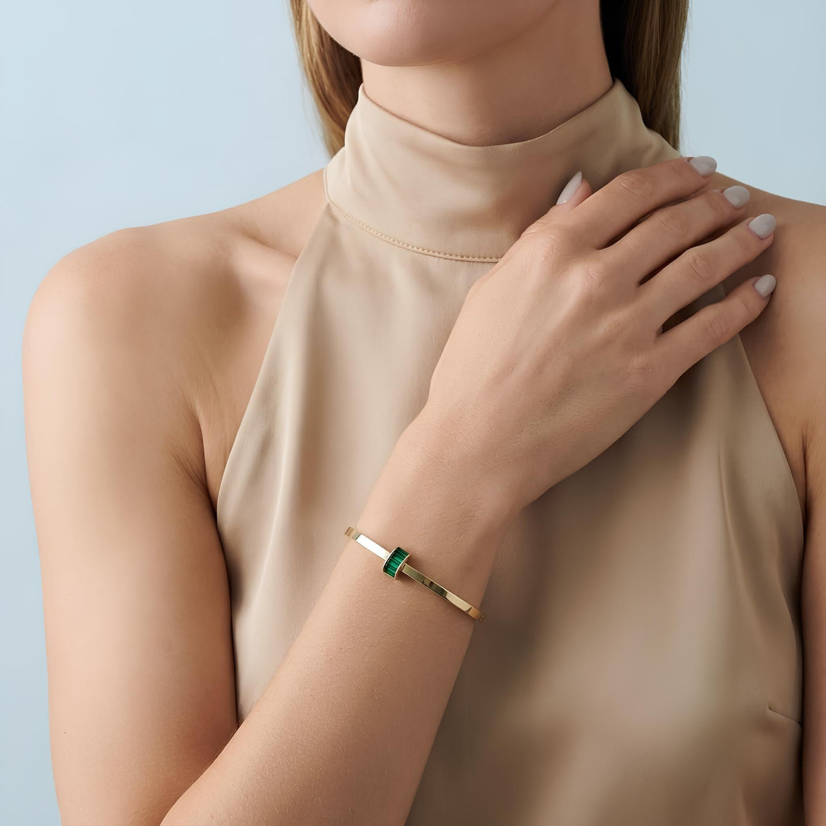 14K / 18K Solid Gold Baguette Zircon Bangle