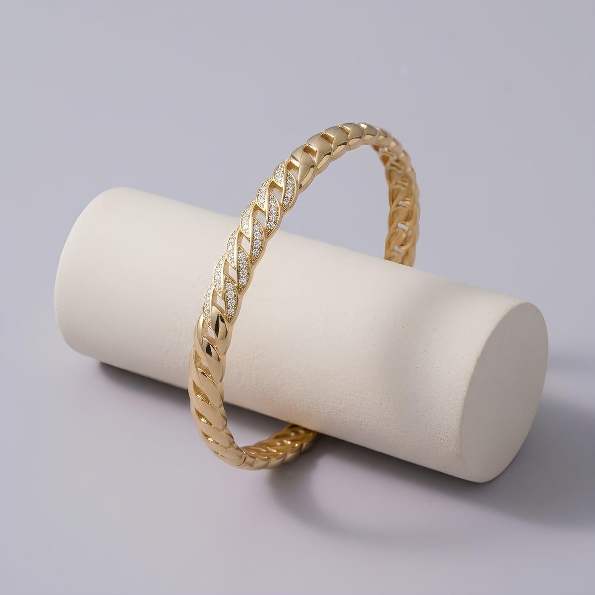 14K / 18K Solid Gold Curb Chain Bangle