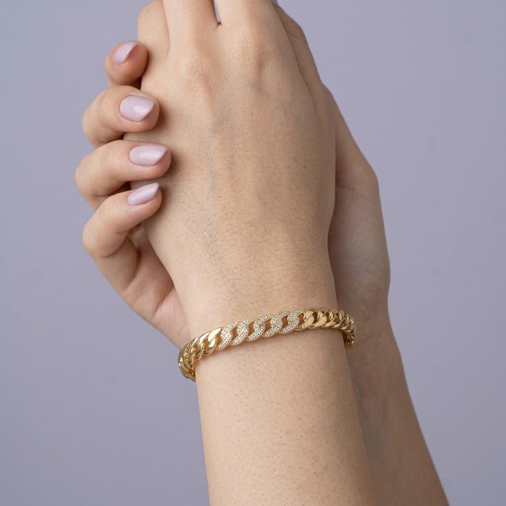 14K / 18K Solid Gold Curb Chain Bangle