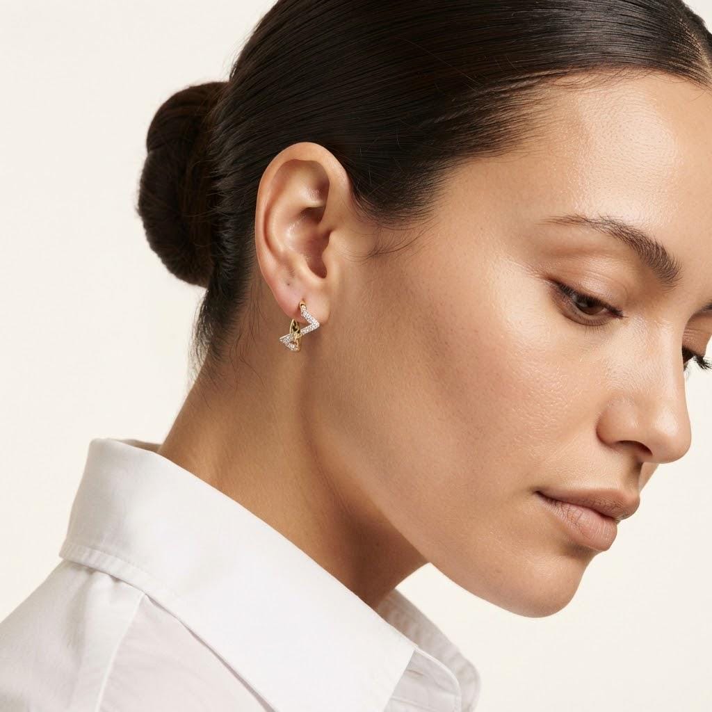 14K / 18K Solid Gold Zigzag Huggie Earrings