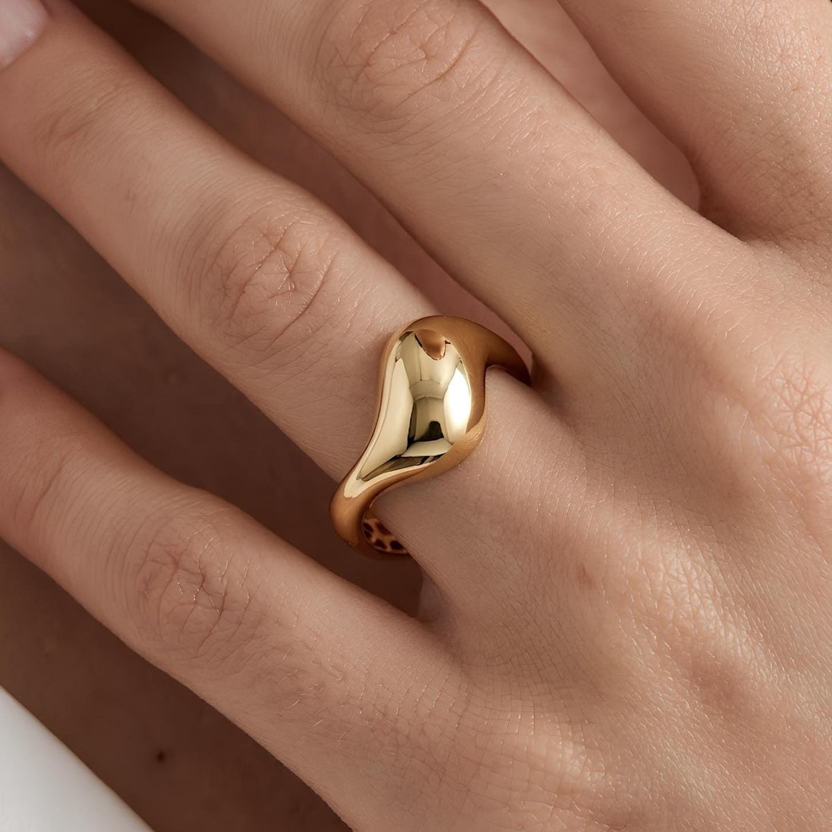 14K / 18K Solid Gold Molten Sculptural Ring