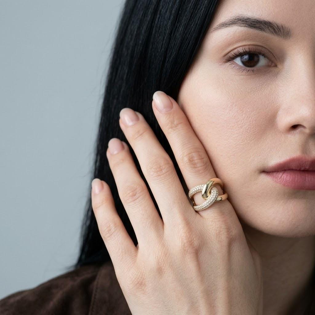 14K / 18K Solid Gold Pave Knot Ring