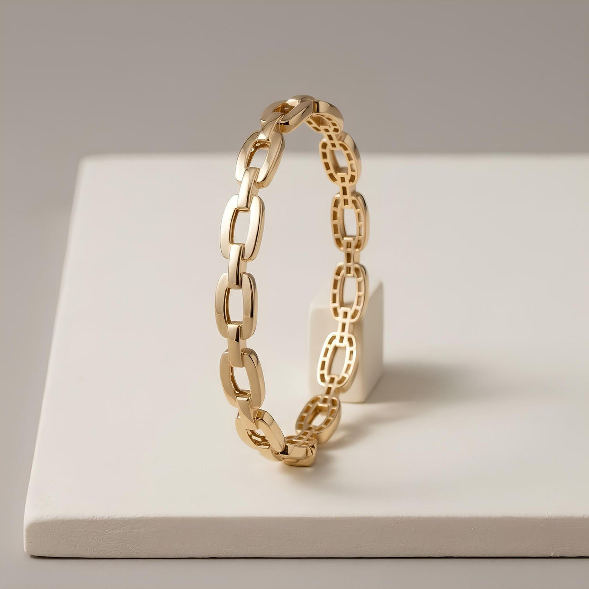 14K / 18K Solid Gold Chain Link Bangle