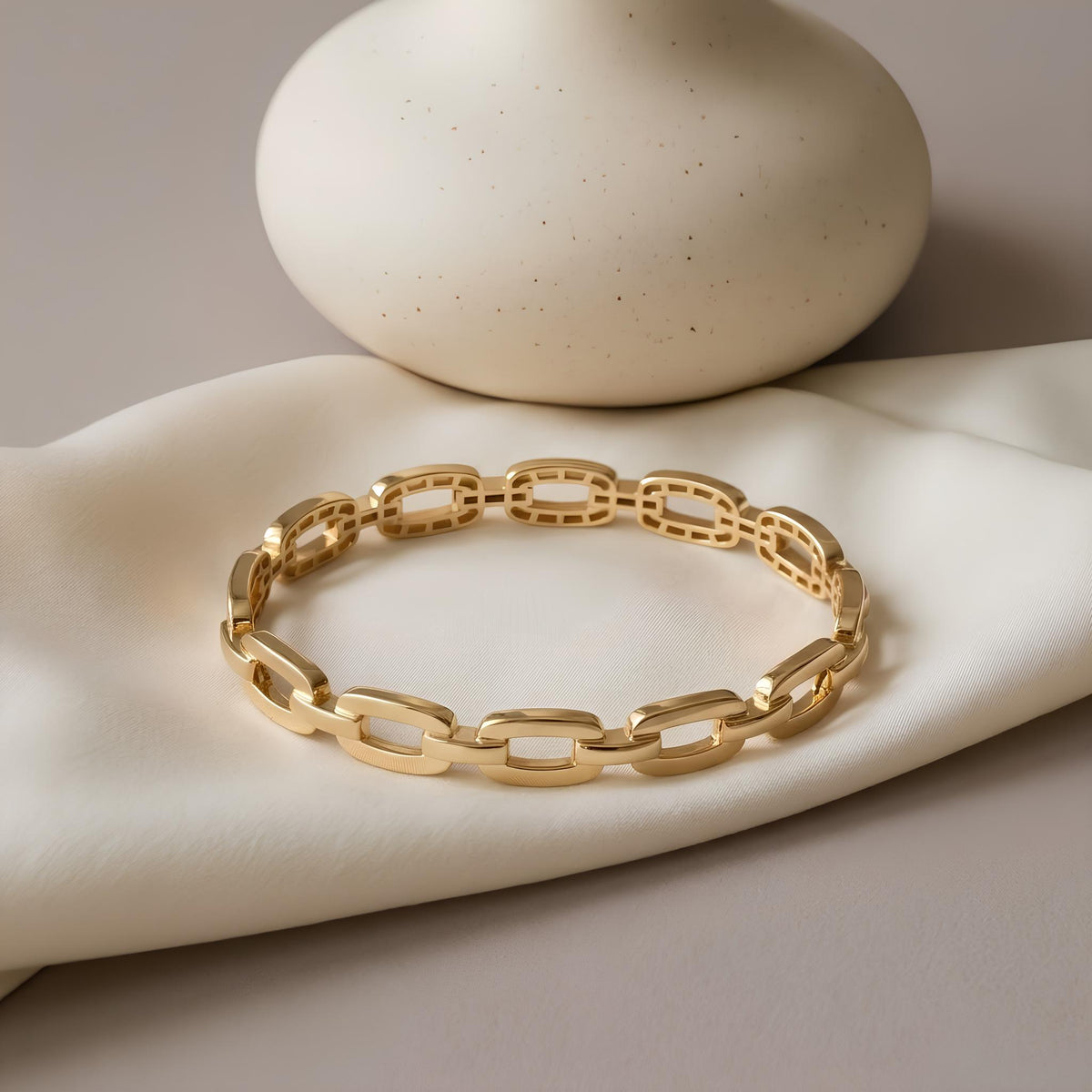 14K / 18K Solid Gold Chain Link Bangle
