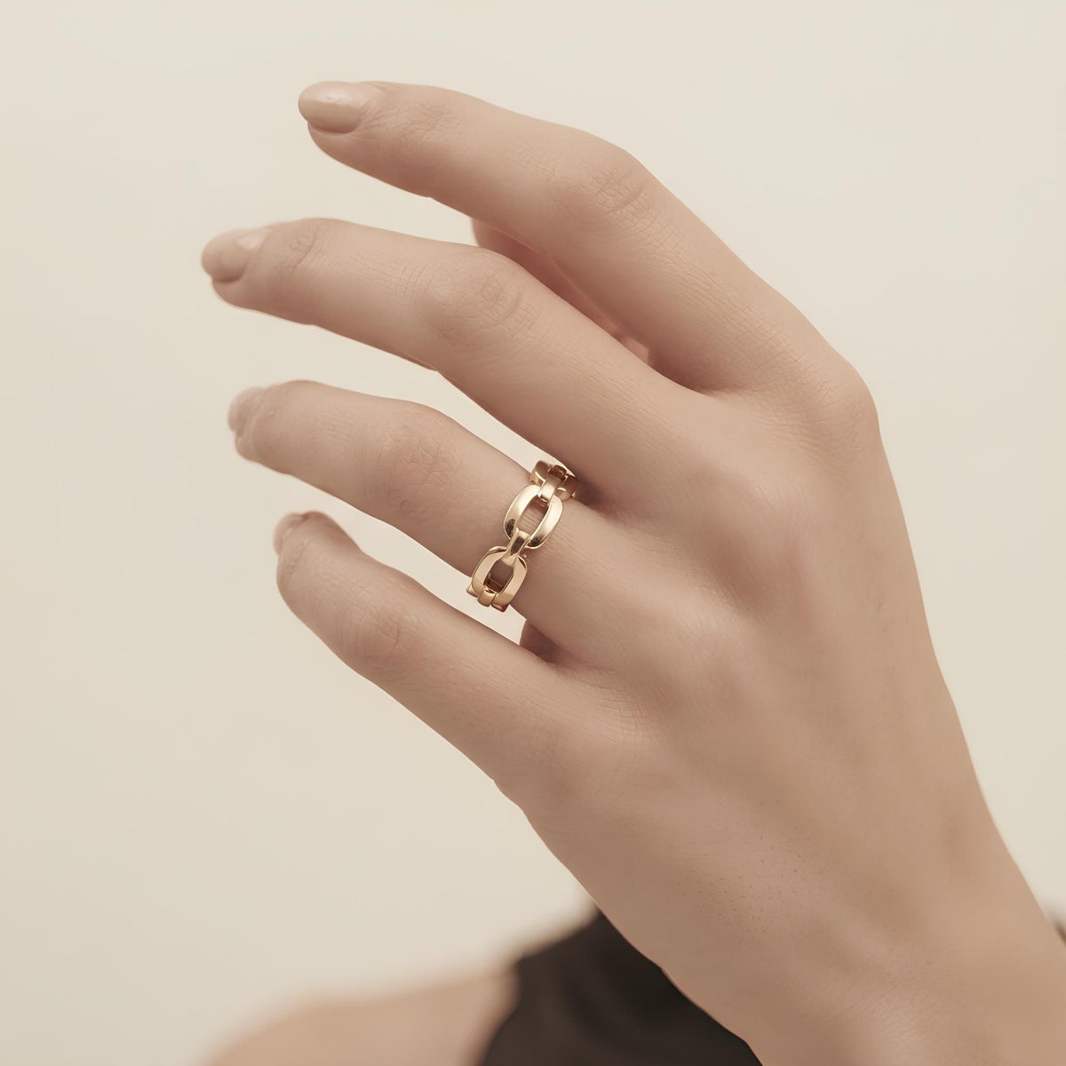 14K / 18K Solid Gold Chain Link Ring