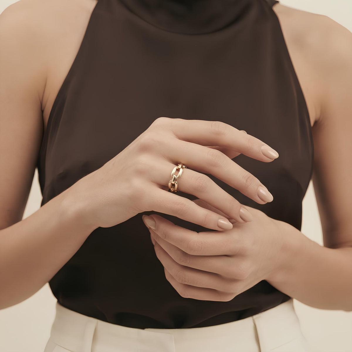 14K / 18K Solid Gold Chain Link Ring