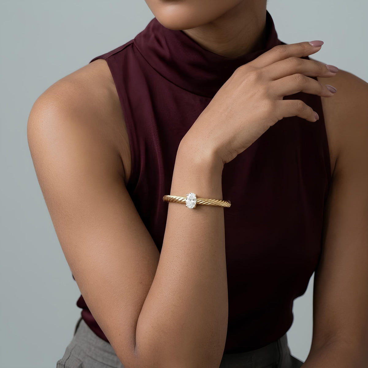 14K / 18K Solid Gold Twisted Cable Bangle