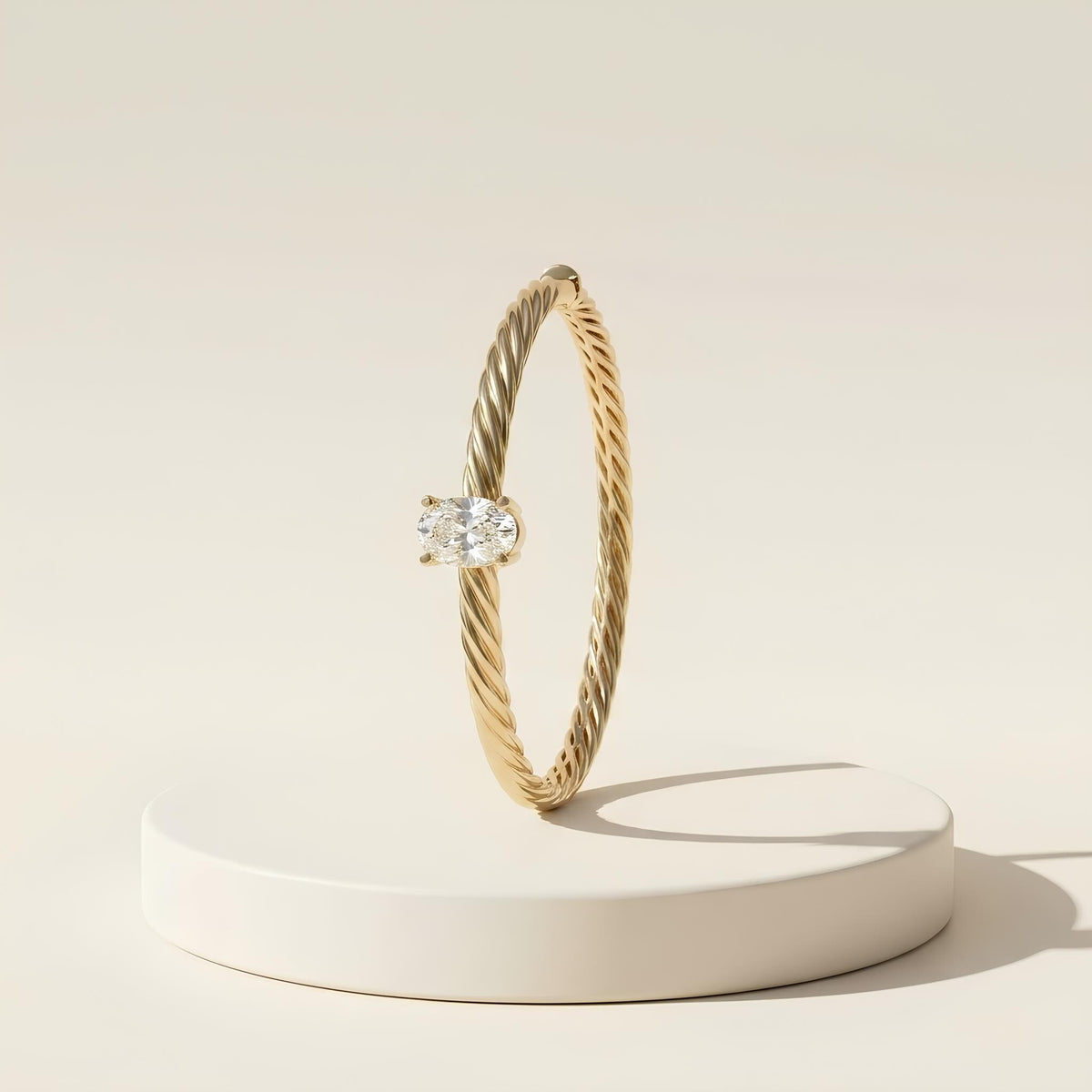 14K / 18K Solid Gold Twisted Cable Bangle