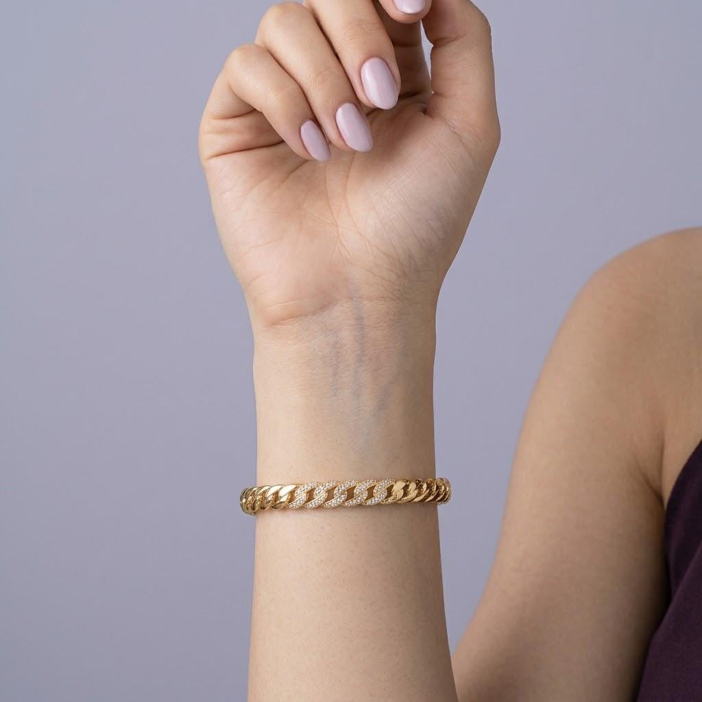 14K / 18K Solid Gold Curb Chain Bangle