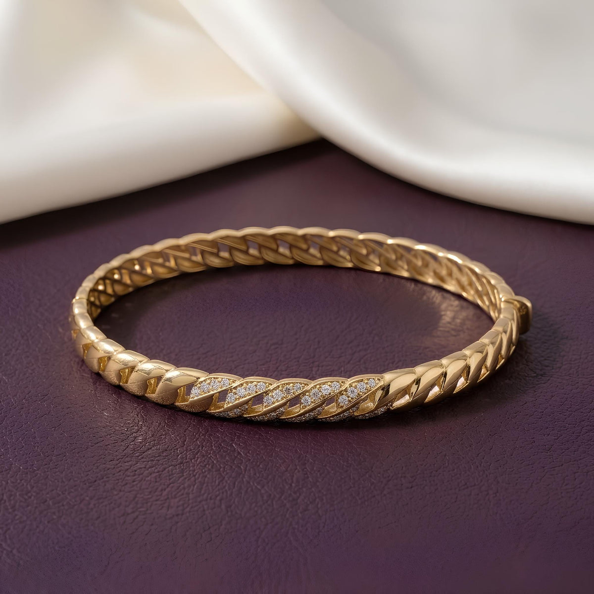 14K / 18K Solid Gold Curb Chain Bangle