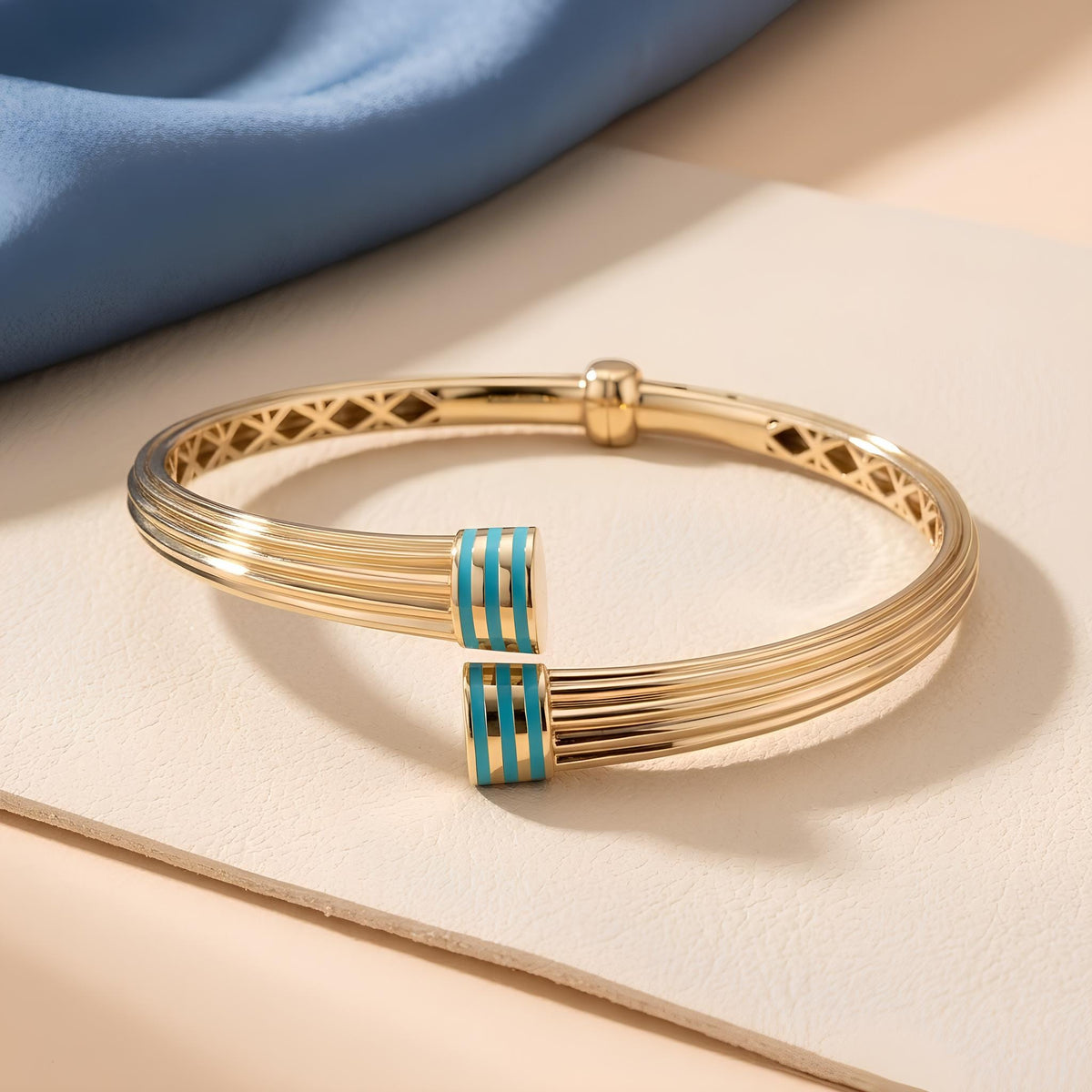 14K / 18K Solid Gold Ottoman-Inspired Enamel Bangle