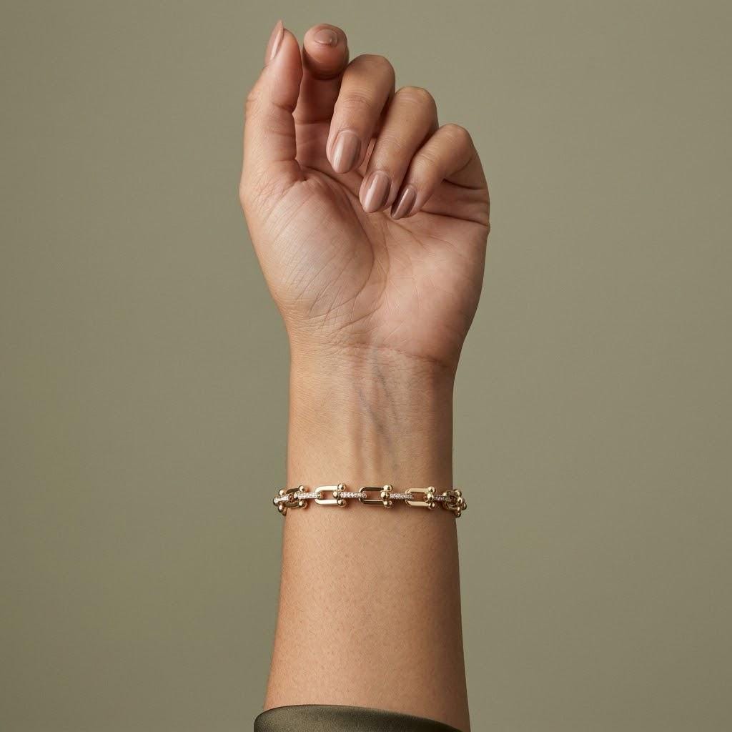 14K / 18K Solid Gold Paperclip Chain Bangle