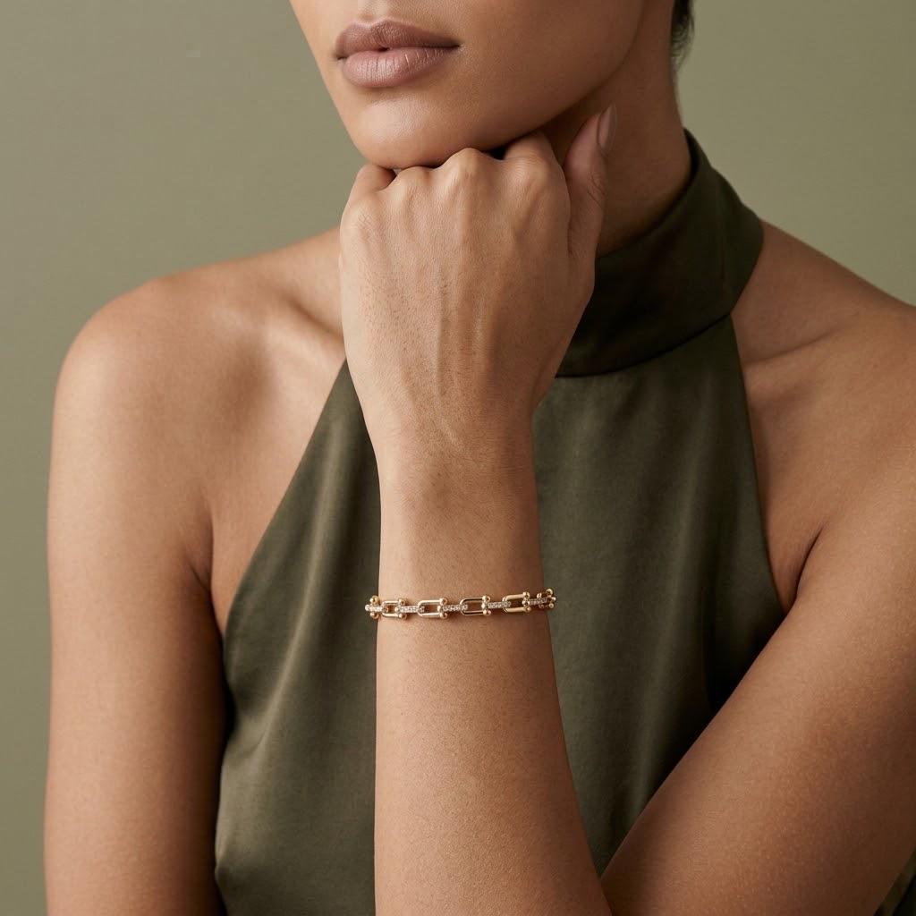 14K / 18K Solid Gold Paperclip Chain Bangle