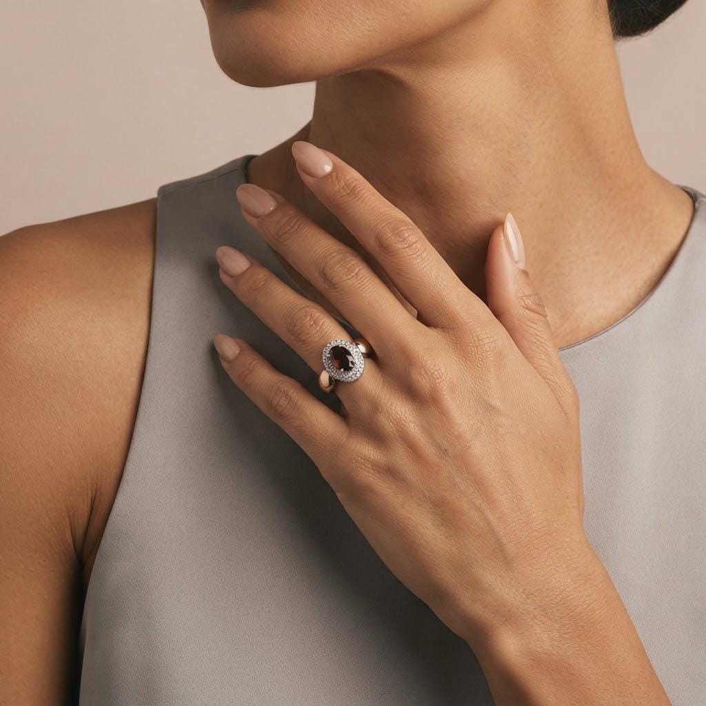 14K / 18K Solid Gold Garnet Ring