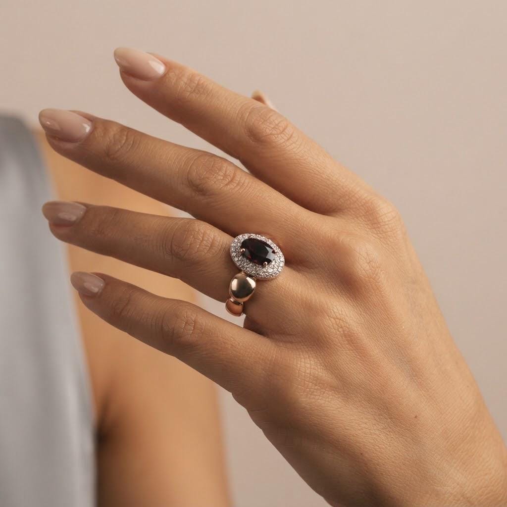 14K / 18K Solid Gold Garnet Ring