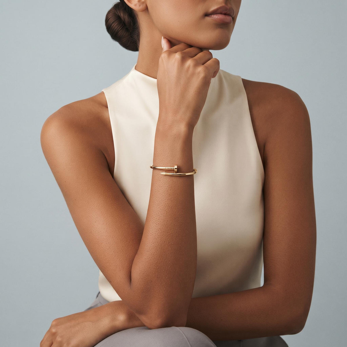 14K / 18K Solid Gold Nail Bangle