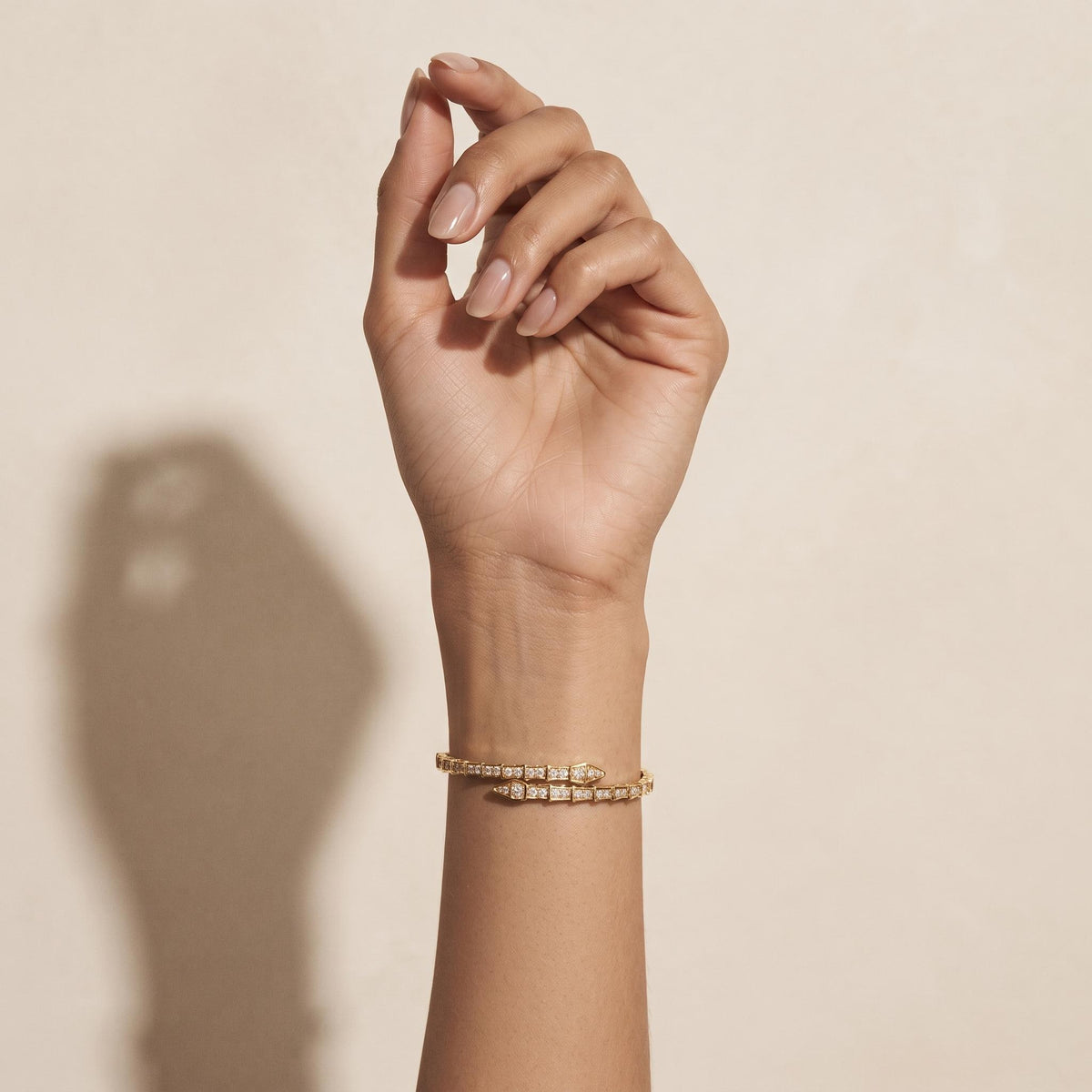 14K / 18K Solid Gold Pave Snake Bangle