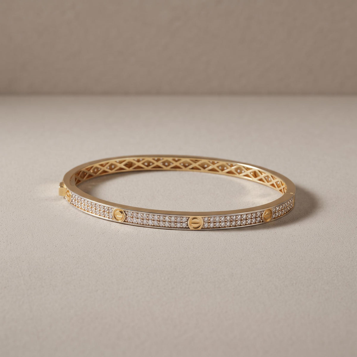14K / 18K Solid Gold Pave Bangle