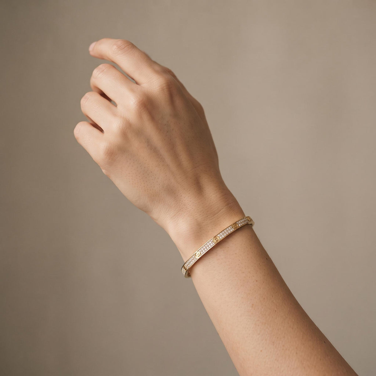 14K / 18K Solid Gold Pave Bangle